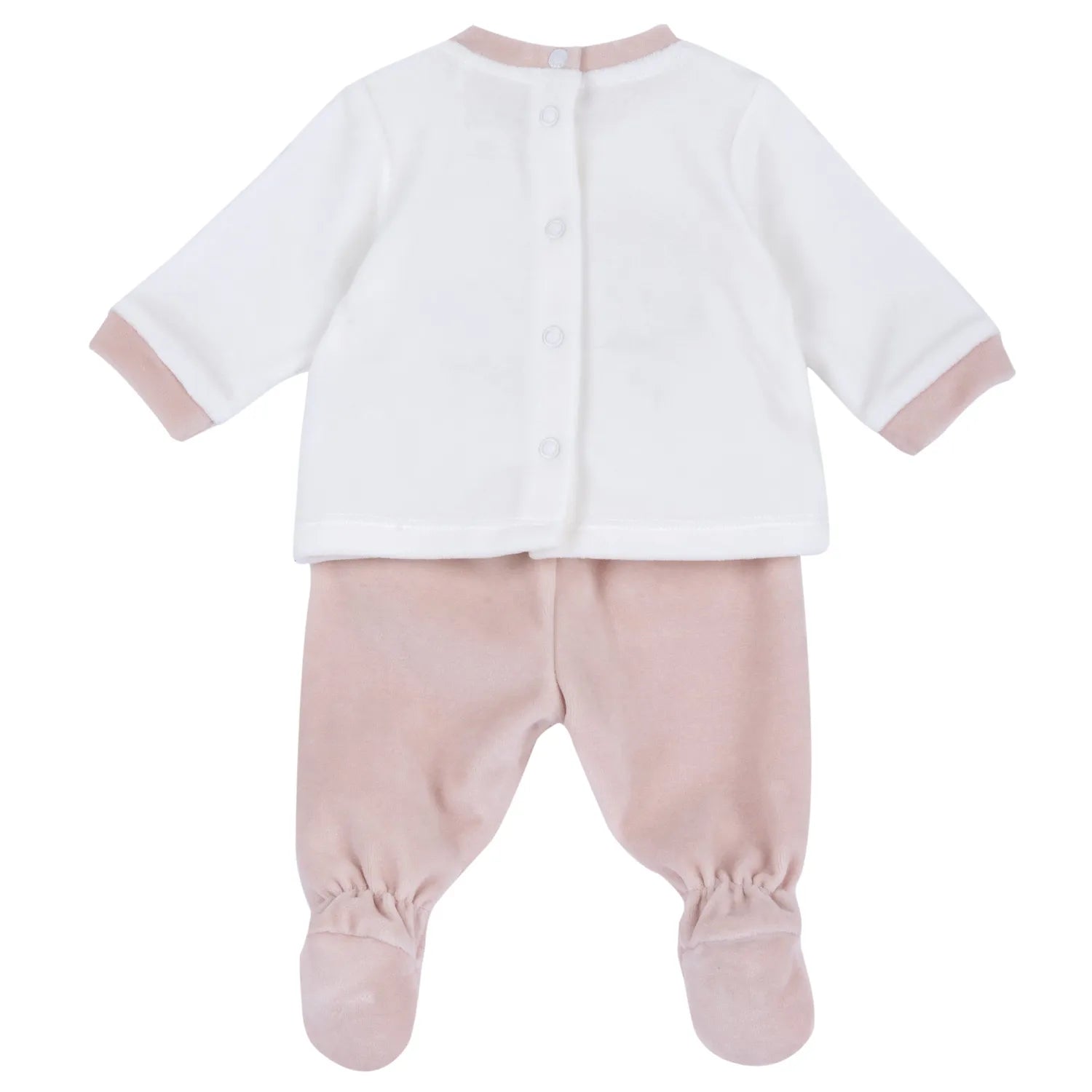 Girls White &amp; Pink Applique Smock with Legging