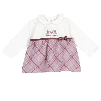 Girls White &amp; Pink Embroidered Sweatshirt with Leggings