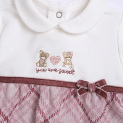 Girls White &amp; Pink Embroidered Sweatshirt with Leggings