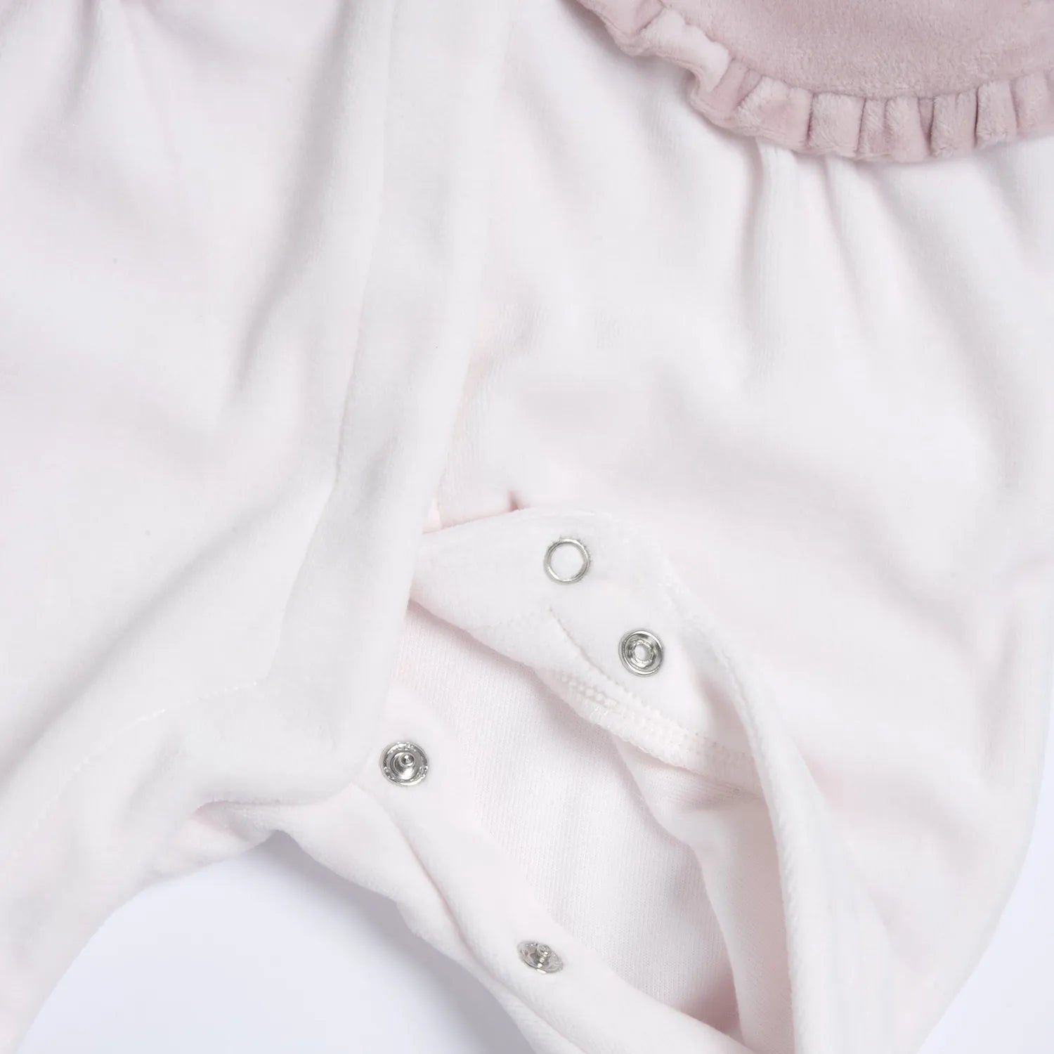 Girls White &amp; Pink Peter Pan Collar Front Opening Babysuit