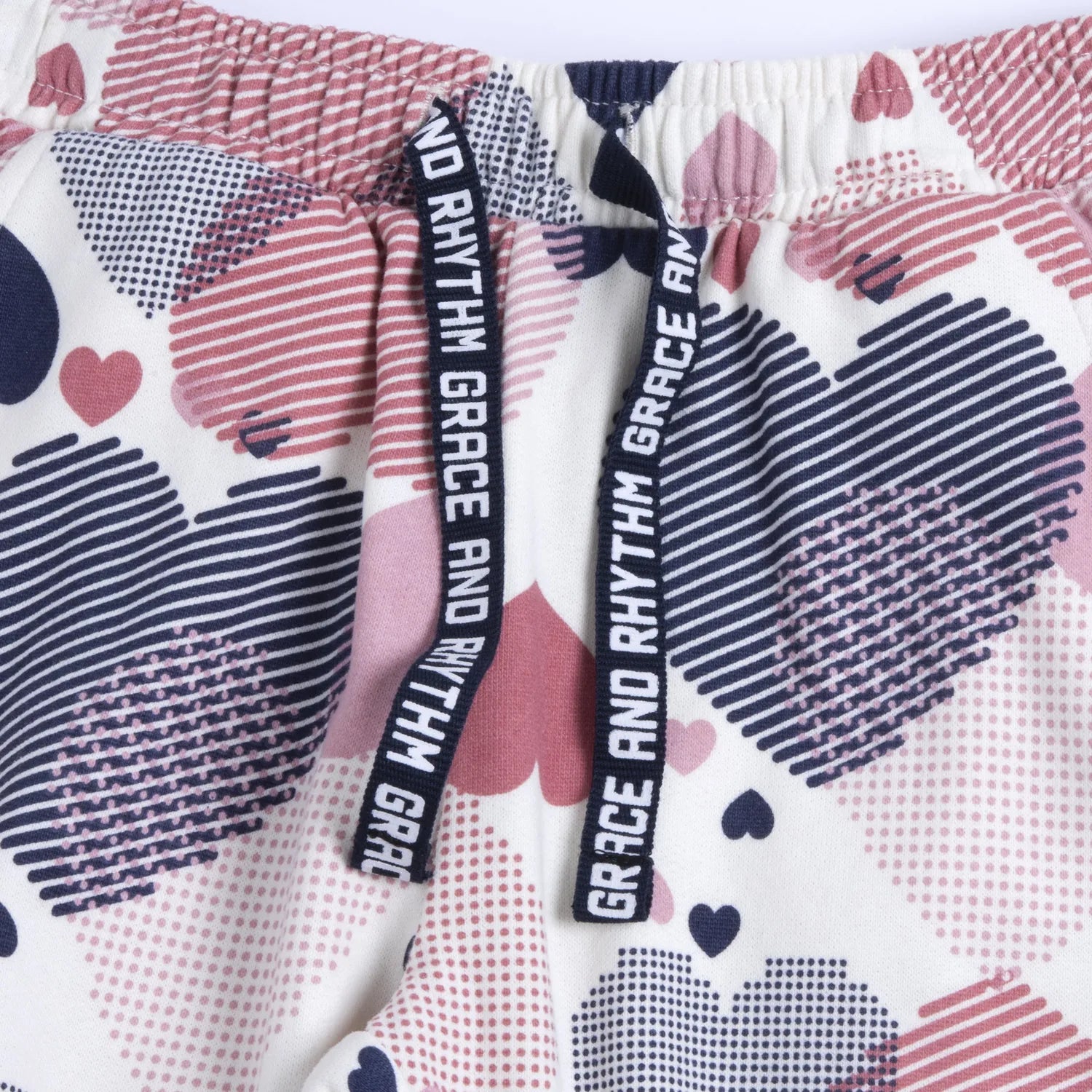 Girls White &amp; Pink Printed Joggers