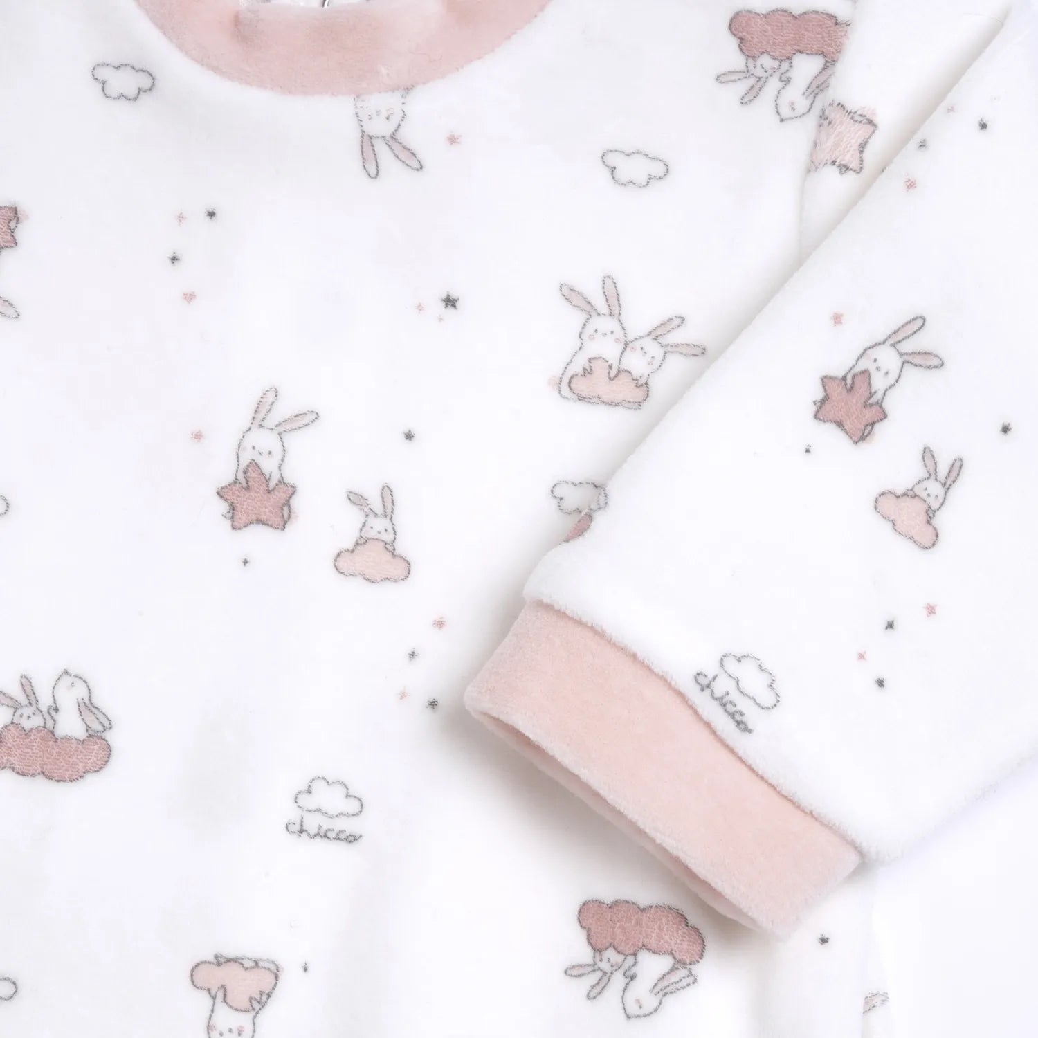 Girls White &amp; Pink Printed Nappy Opening Babysuit
