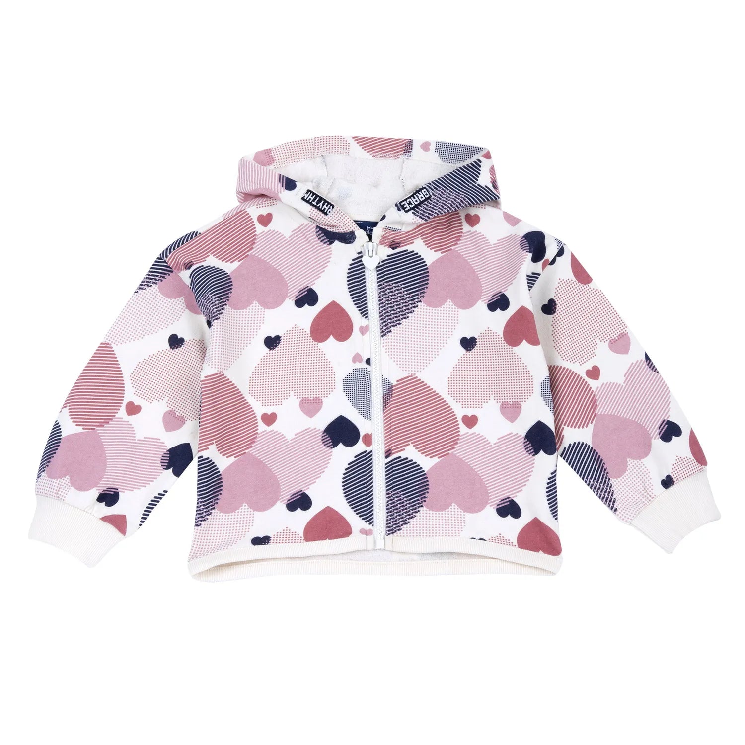 Girls White &amp; Pink Printed Sweatshirt