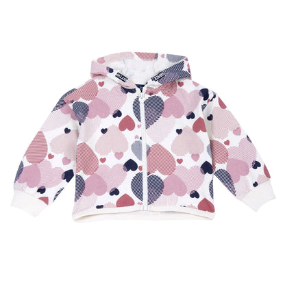 Girls White &amp; Pink Printed Sweatshirt