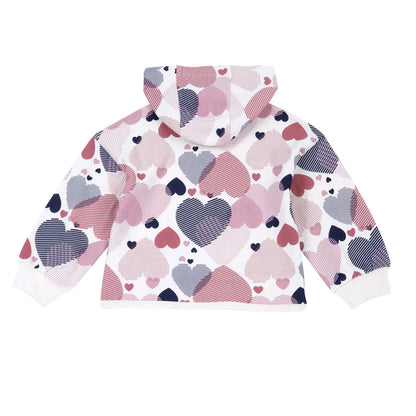 Girls White &amp; Pink Printed Sweatshirt