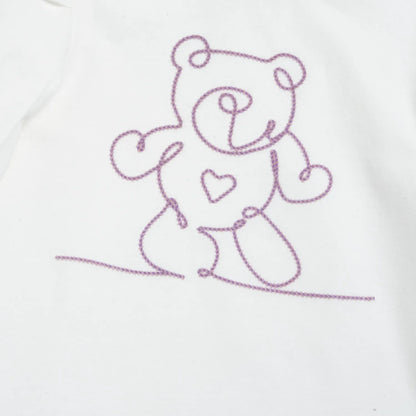 Girls White &amp; Purple Embroidered Long Sleeve Top