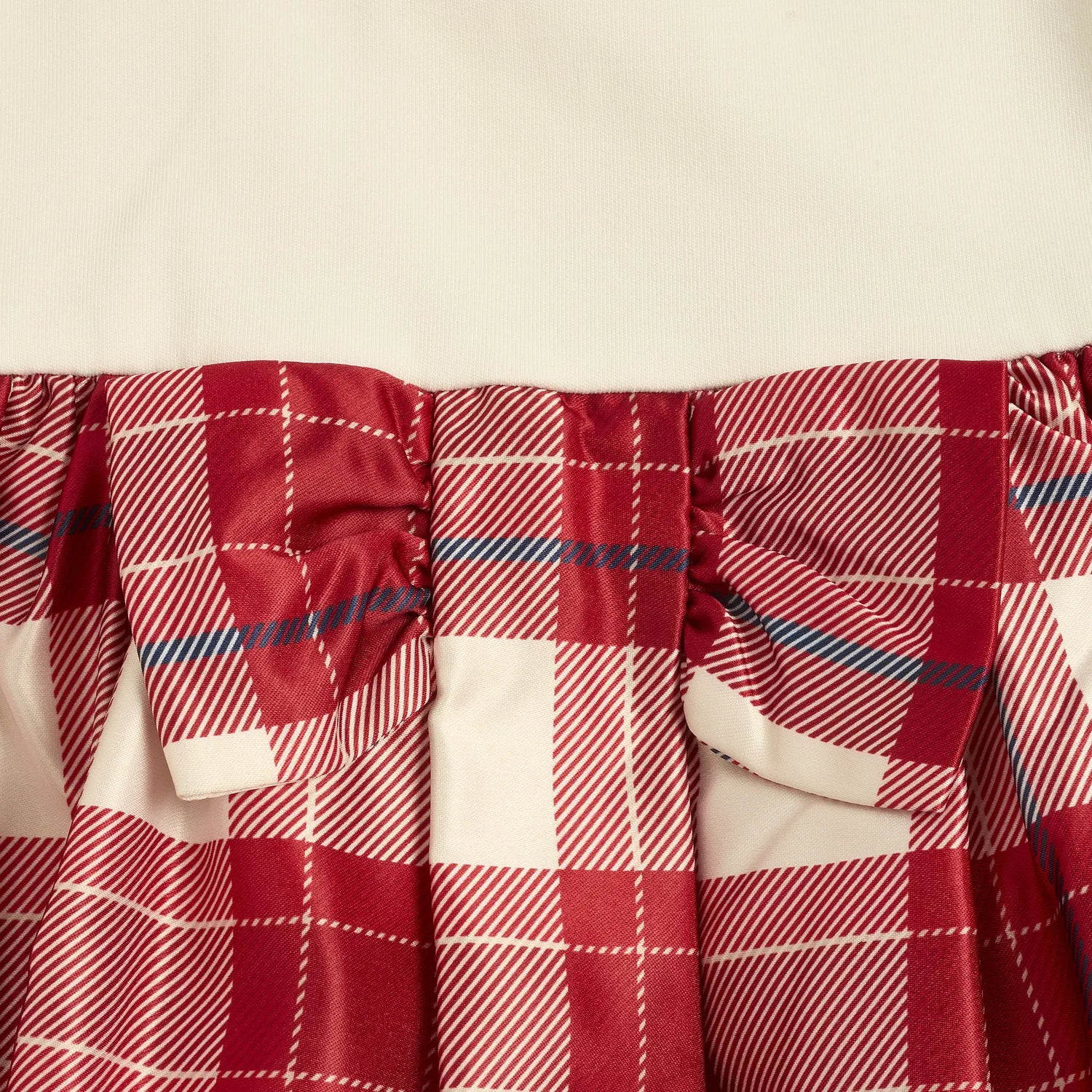 Girls White &amp; Red Checked Long Sleeve Dress