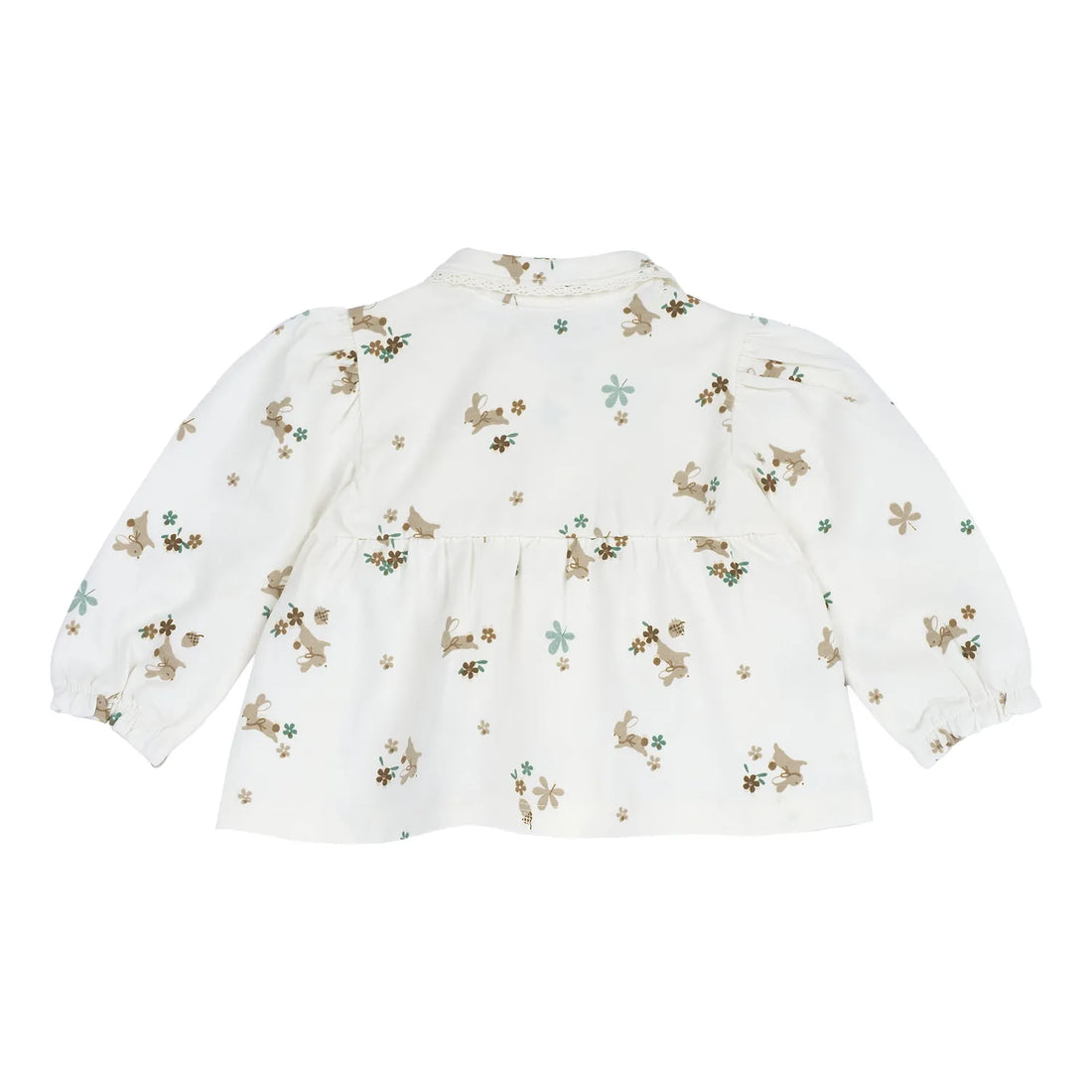 Girls White Animal Printed Knitted Top