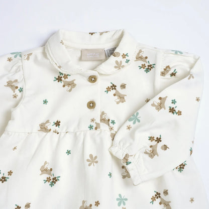 Girls White Animal Printed Knitted Top