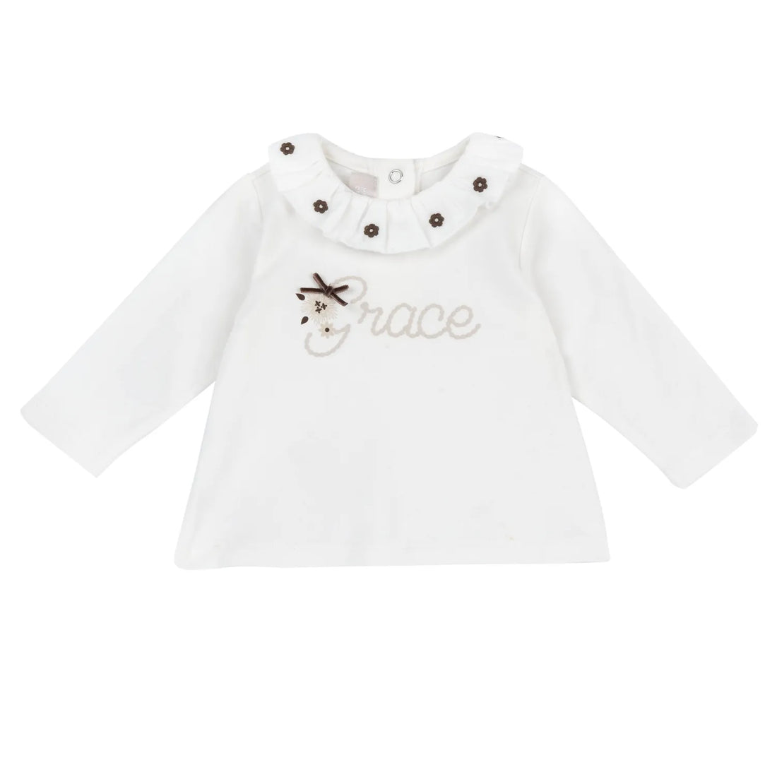 Girls White Embellished Long Sleeve T-shirt