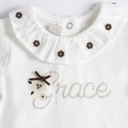 Girls White Embellished Long Sleeve T-shirt