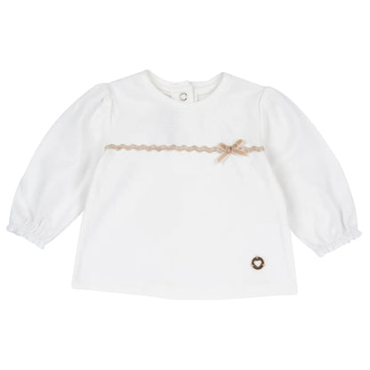 Girls White Embellished Long Sleeve Top