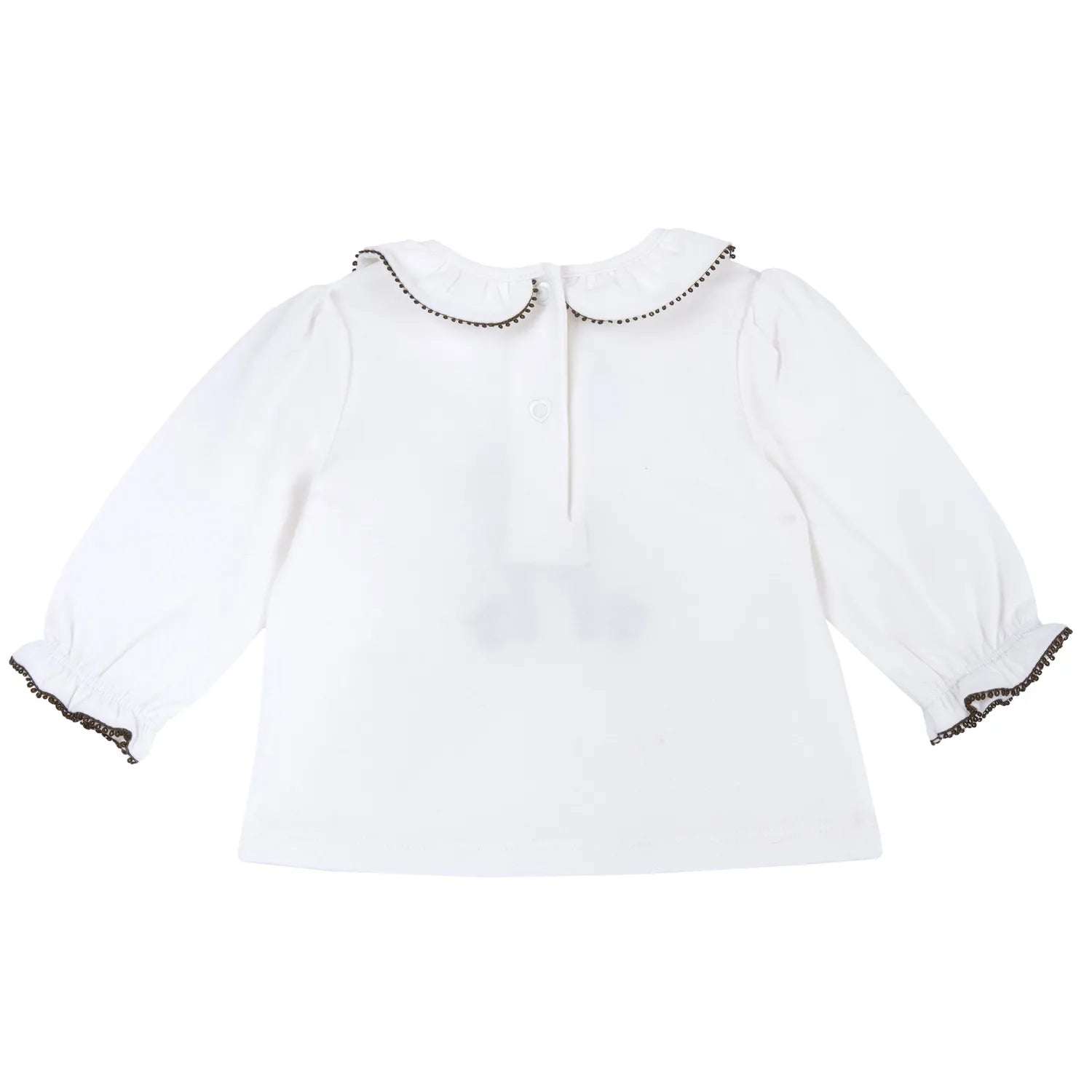 Girls White Embellished Round Neck Top