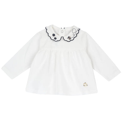 Girls White Embroidered A-Line Top
