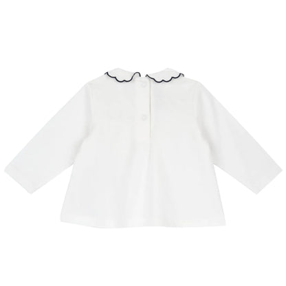 Girls White Embroidered A-Line Top