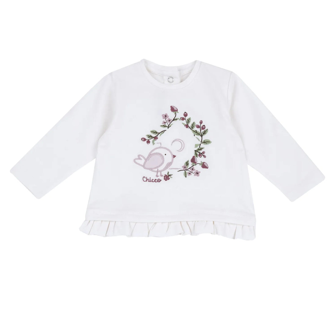 Girls White Embroidered Long Sleeve Top
