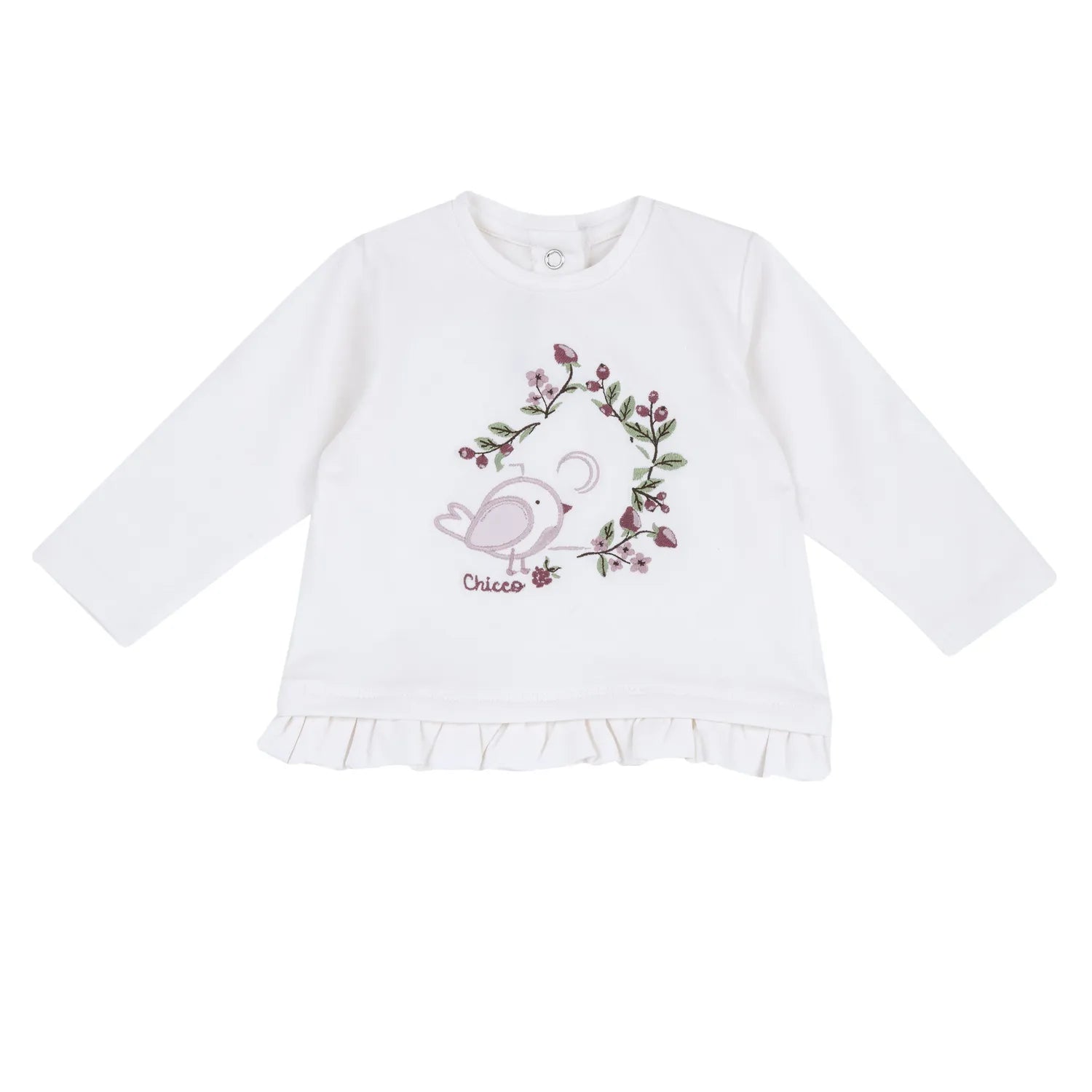 Girls White Embroidered Long Sleeve Top