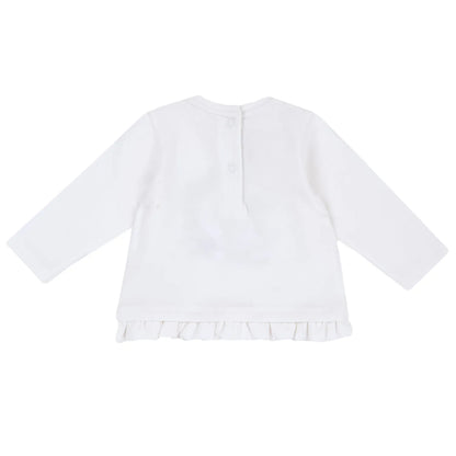Girls White Embroidered Long Sleeve Top