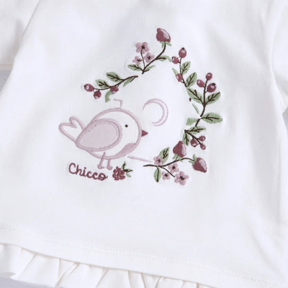 Girls White Embroidered Long Sleeve Top
