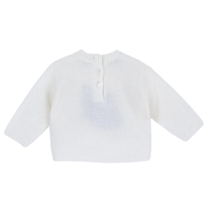 Girls White Embroidered Pullover