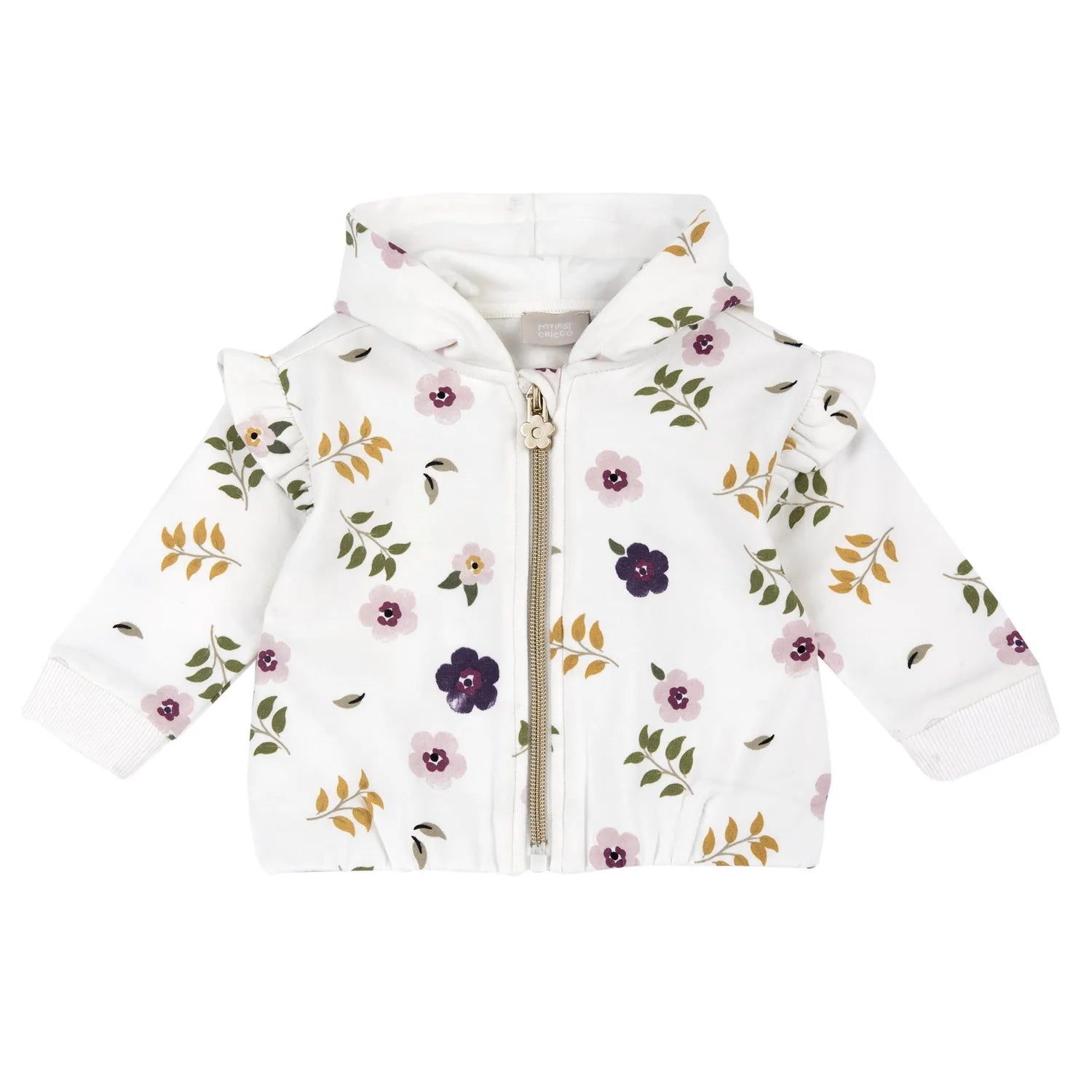 Girls White Floral Printed Sweatshirt