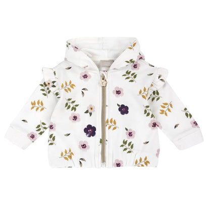 Girls White Floral Printed Sweatshirt