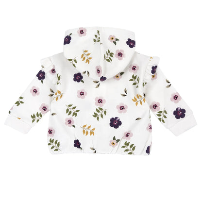 Girls White Floral Printed Sweatshirt