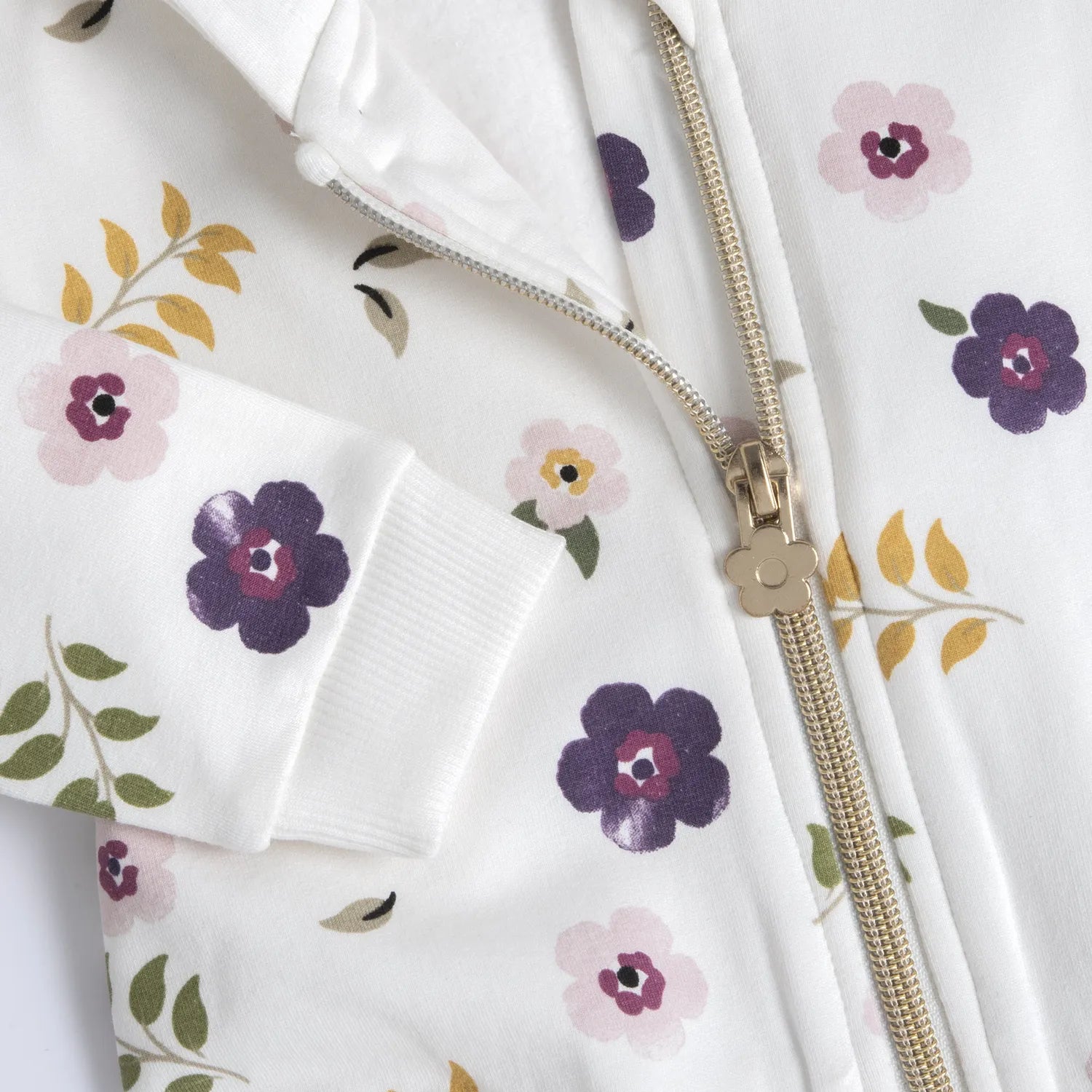 Girls White Floral Printed Sweatshirt