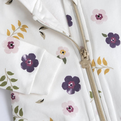 Girls White Floral Printed Sweatshirt