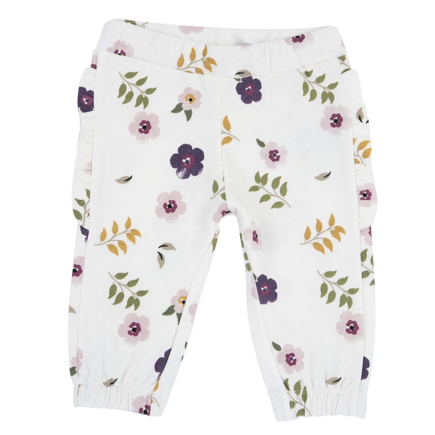 Girls White Floral Printed Trouser