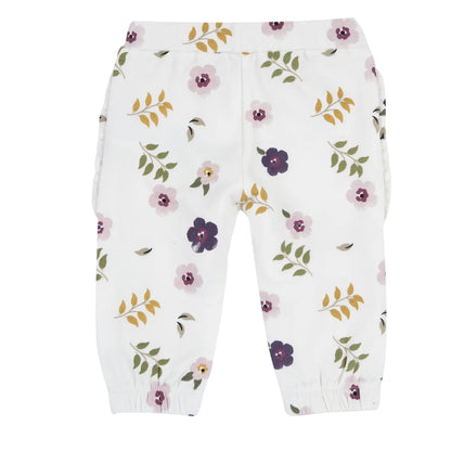 Girls White Floral Printed Trouser