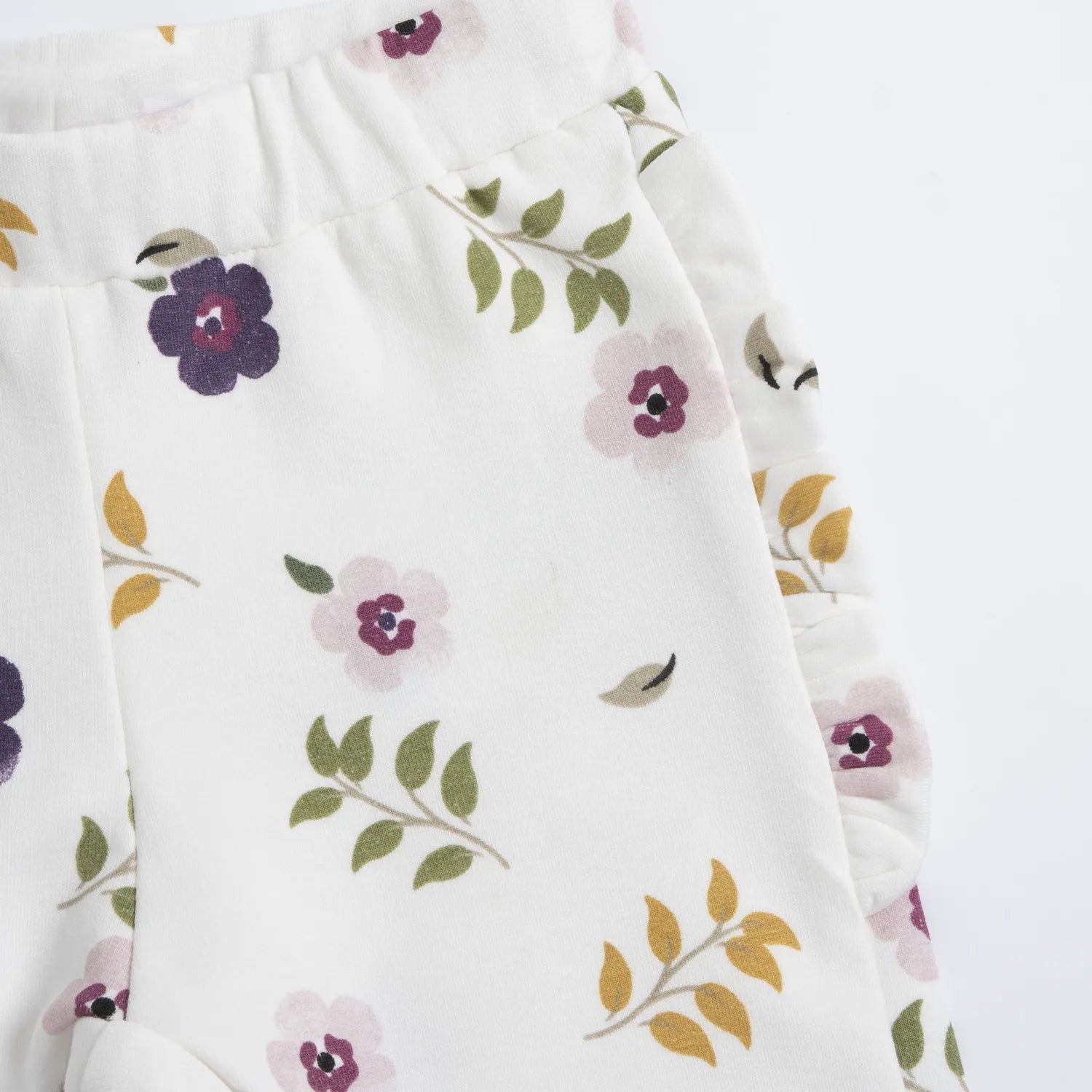 Girls White Floral Printed Trouser