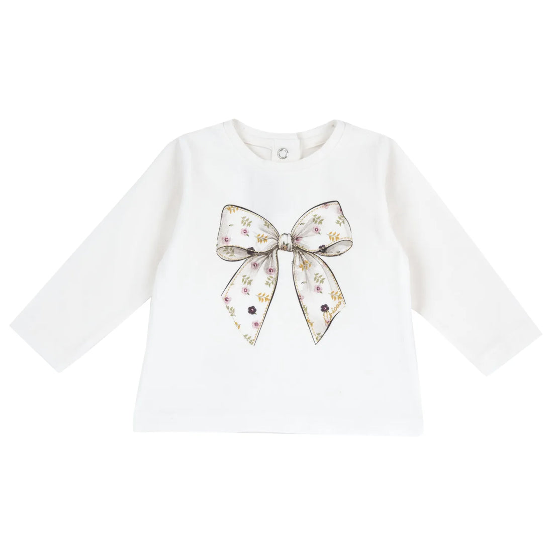 Girls White Printed Long Sleeve T-shirt