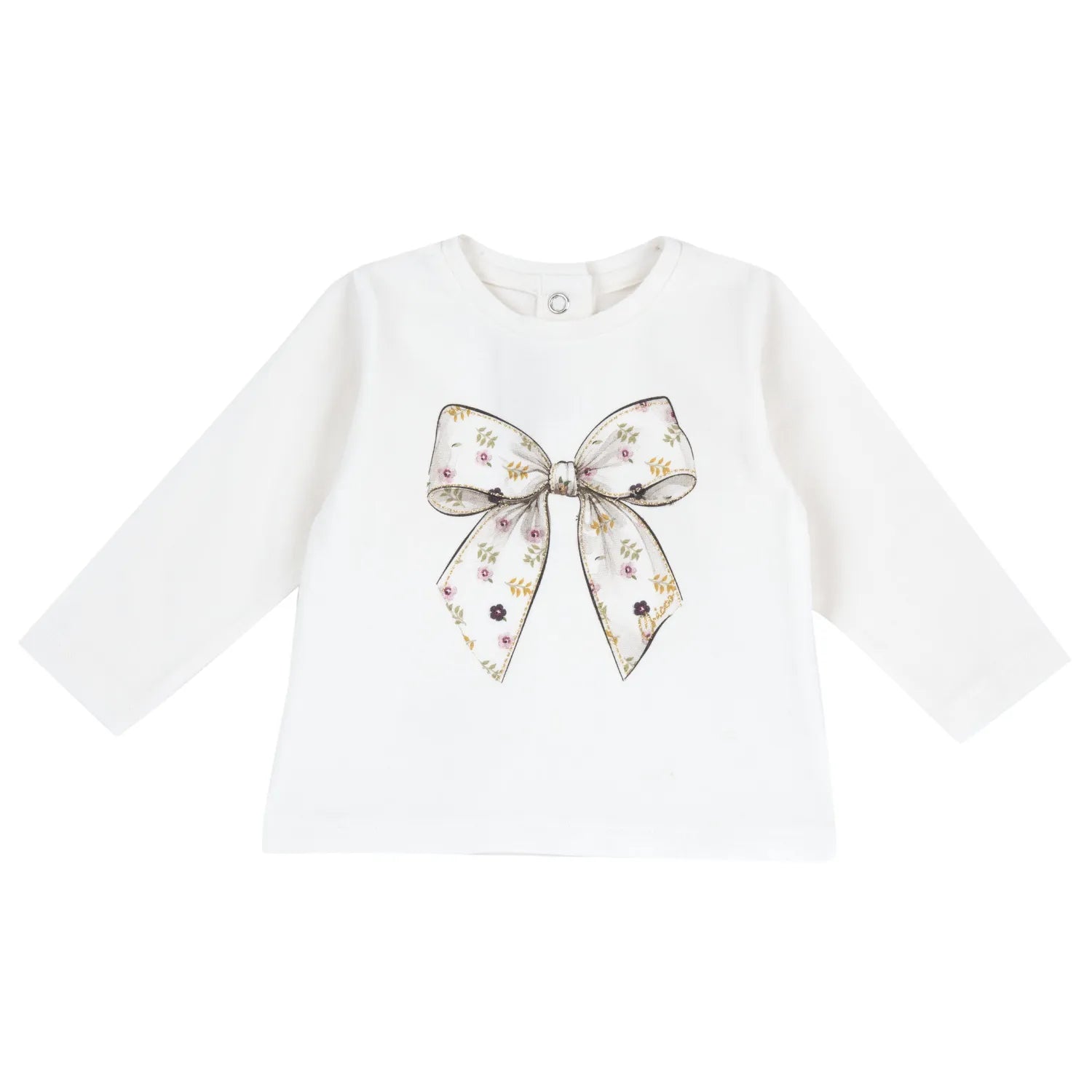 Girls White Printed Long Sleeve T-shirt