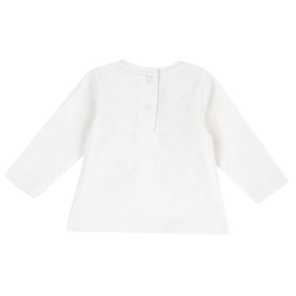 Girls White Printed Long Sleeve T-shirt