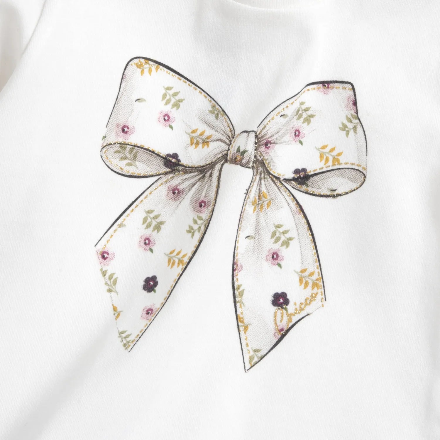 Girls White Printed Long Sleeve T-shirt