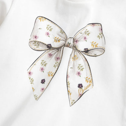 Girls White Printed Long Sleeve T-shirt