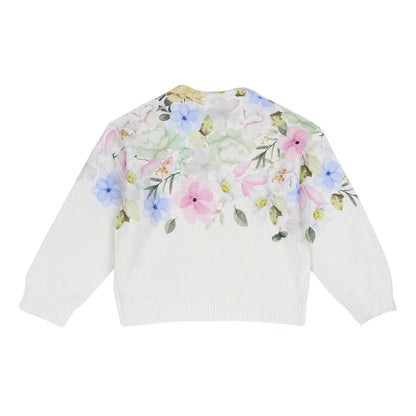 Girls White Printed Pullover
