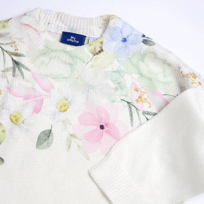Girls White Printed Pullover