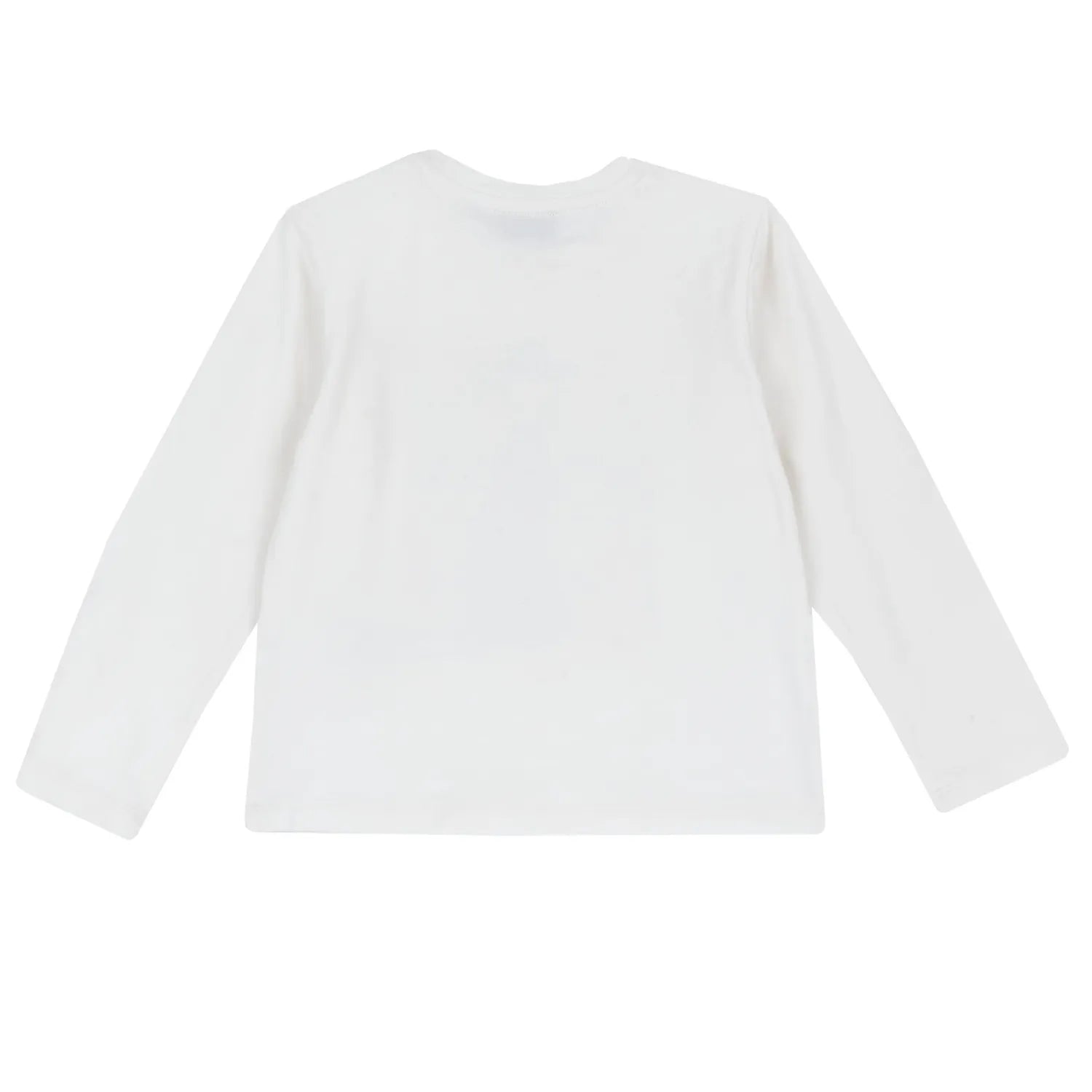 Girls White Printed Round Neck T-shirt