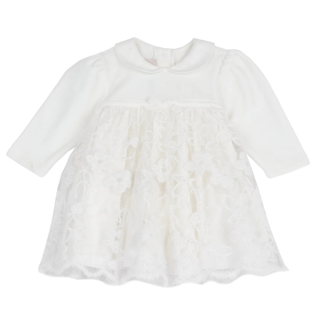 Girls White Self Design A-Line Dress