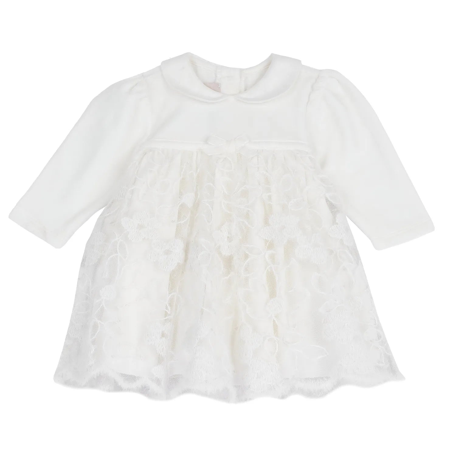 Girls White Self Design A-Line Dress