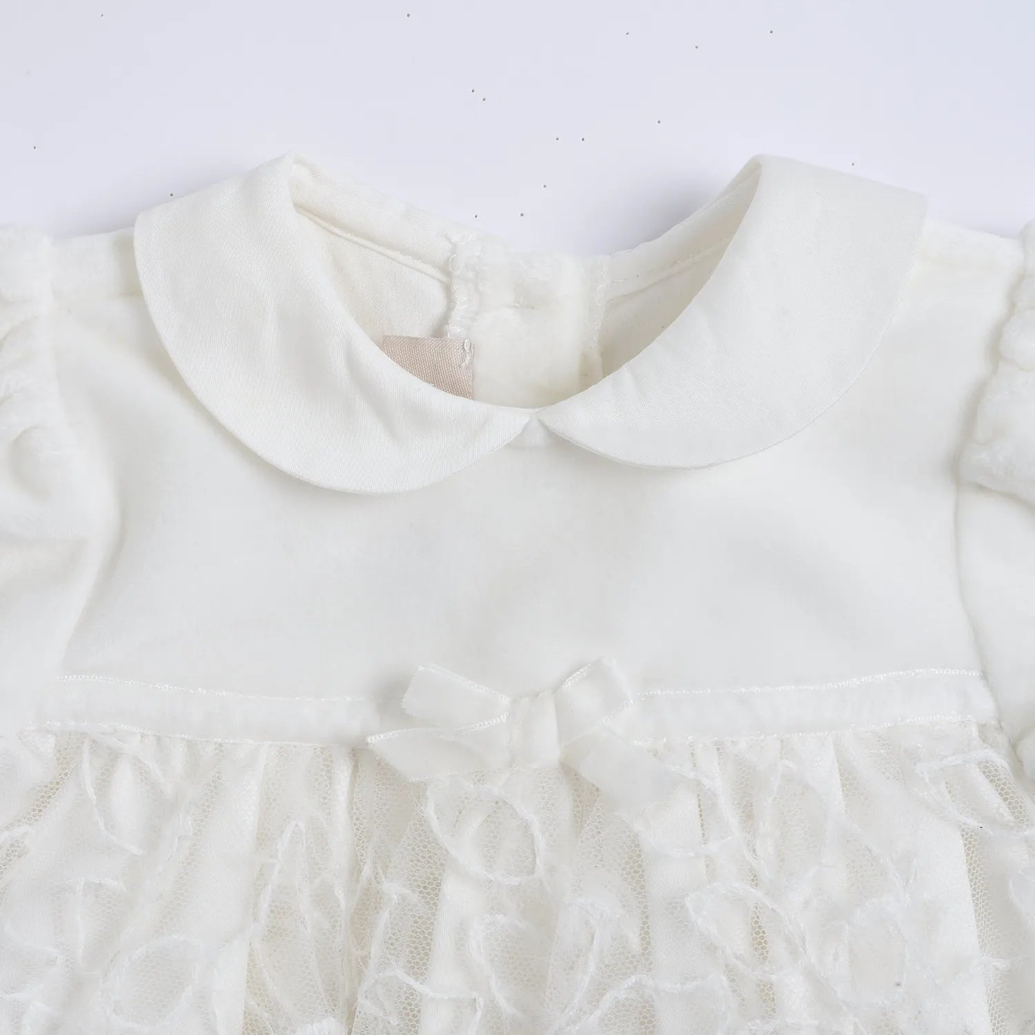 Girls White Self Design A-Line Dress