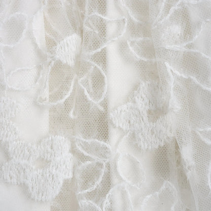 Girls White Self Design A-Line Dress