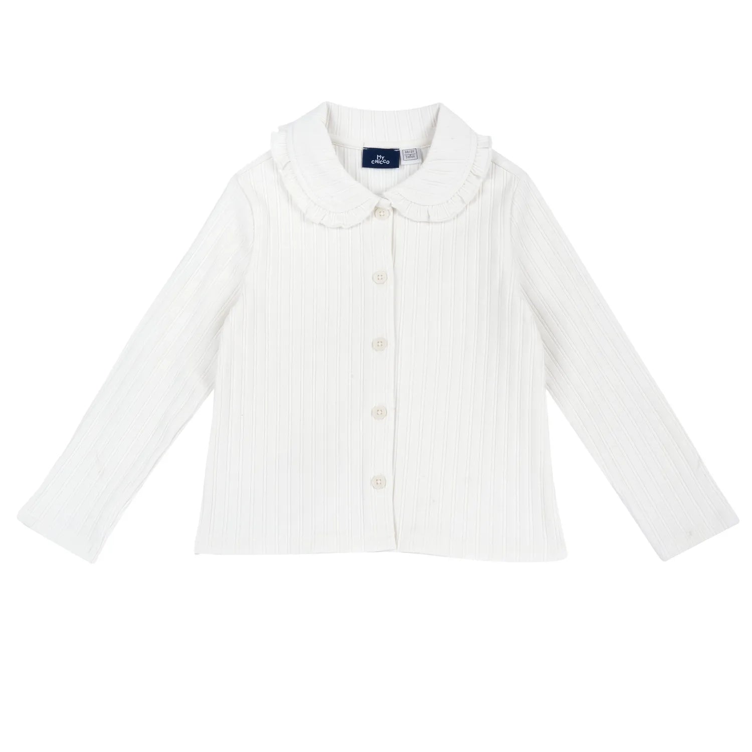 Girls White Self Design Knitted Top