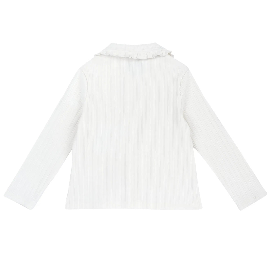 Girls White Self Design Knitted Top