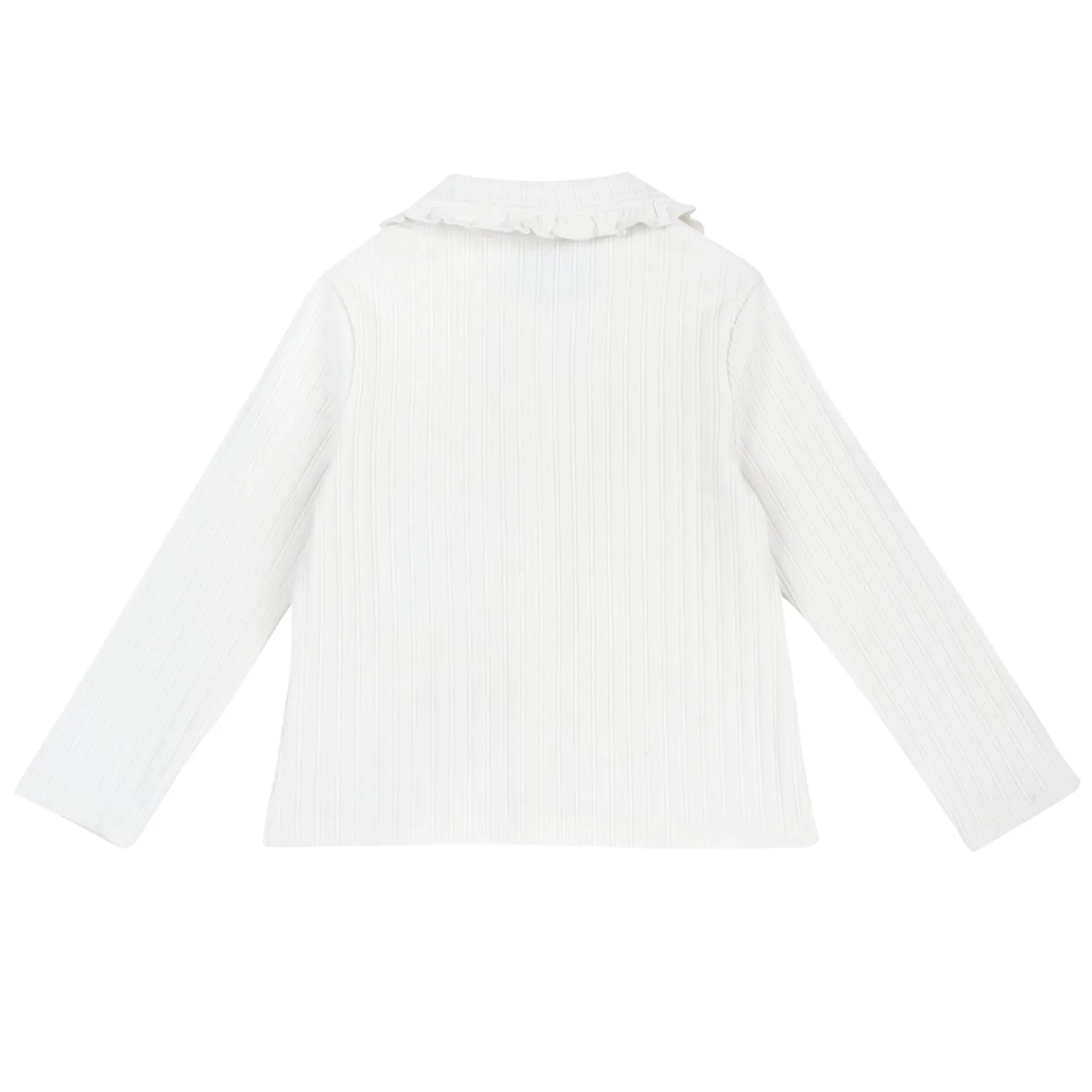Girls White Self Design Knitted Top