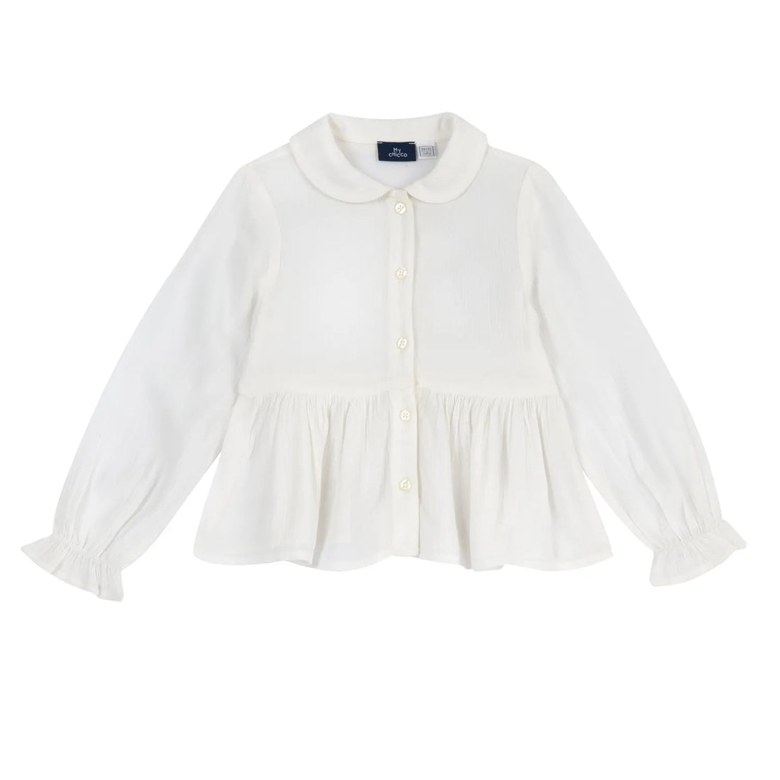 Girls White Solid Long Sleeve Top