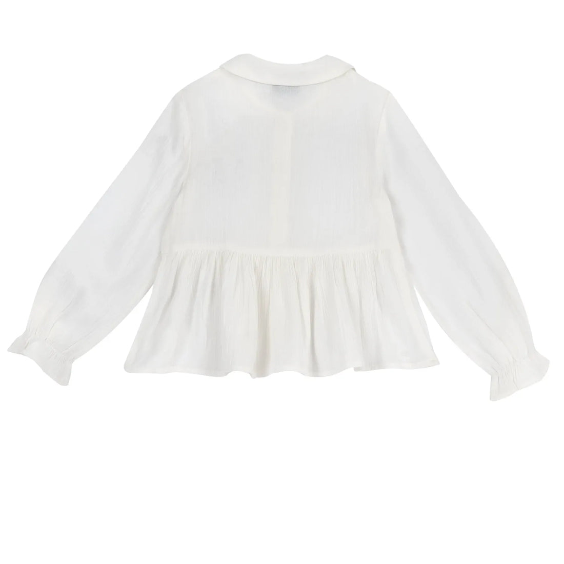 Girls White Solid Long Sleeve Top