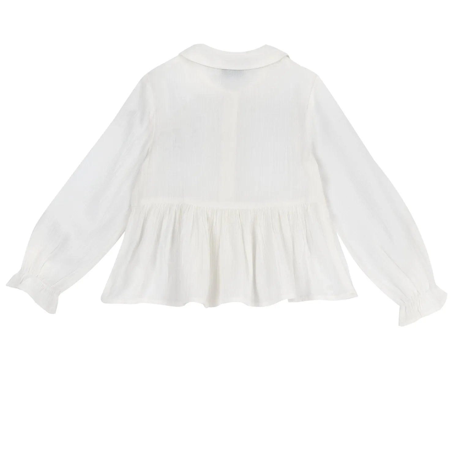Girls White Solid Long Sleeve Top